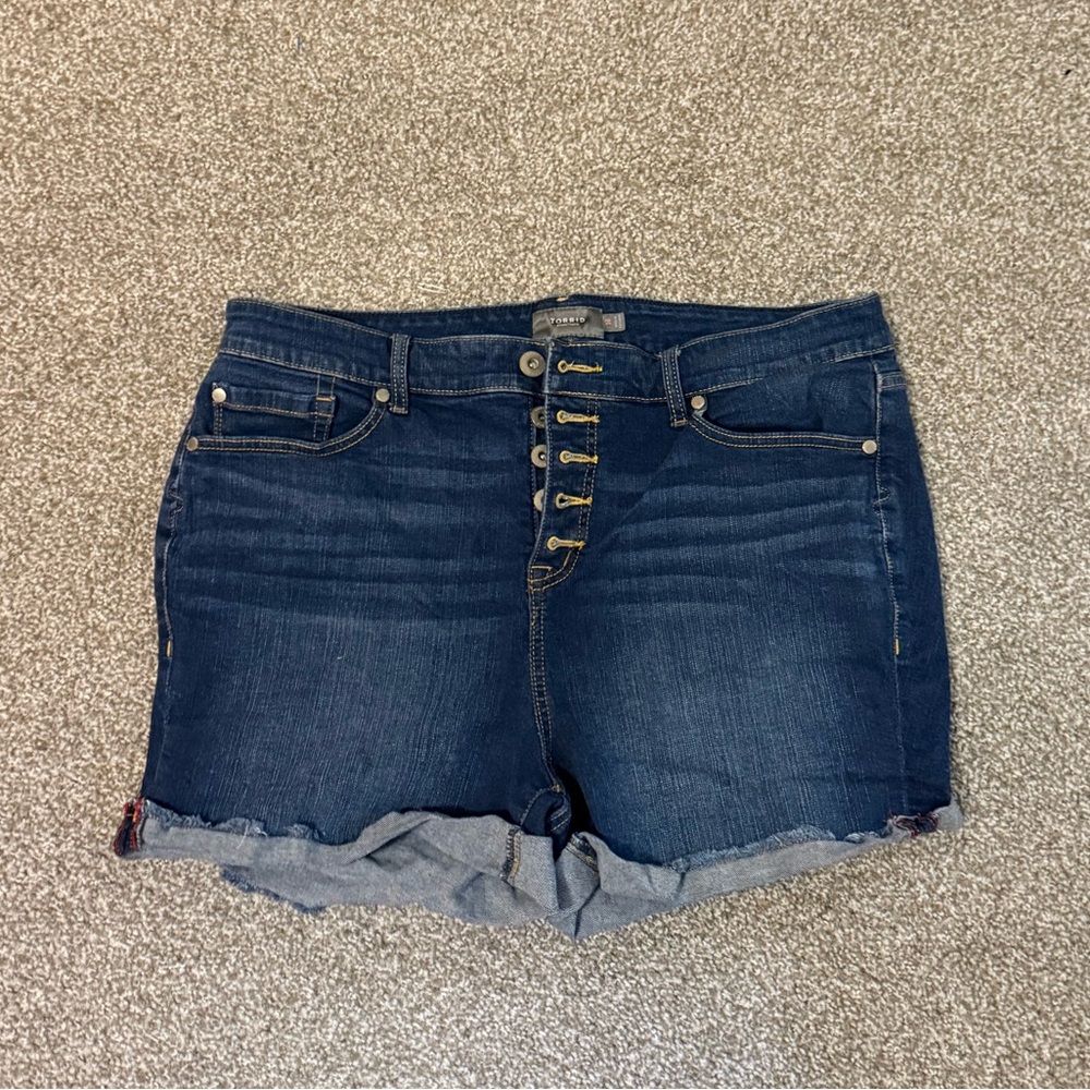Torrid Dark Blue Button-Up Jean Shorts